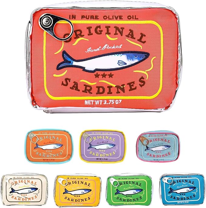 Canned Sardines Makeup Bag, Canned Sardines Style Toiletry Bag Cute Travel Bag Creative Cute Makeup Bag Aesthetic Toiletry Bag for Women