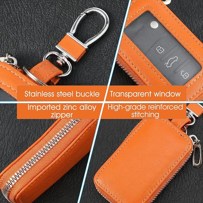 Premium Car Key Fob Case Leather Car Smart Key Fob Holder Keys Fobs Protector Universal CarKeys Holder (YB)
