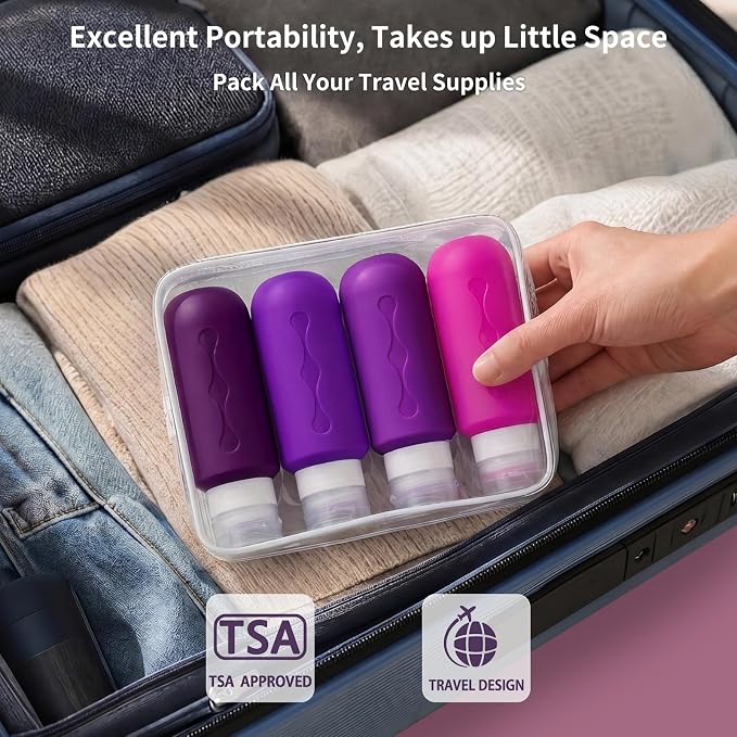 Gemice Travel Bottles for Toiletries, Tsa Approved Travel 6oz Size Containers with Clear Bag, BPA Free Leak Proof Travel Tubs Refillable Liquid Travel Accessories for Cometic Shampoo Lotion