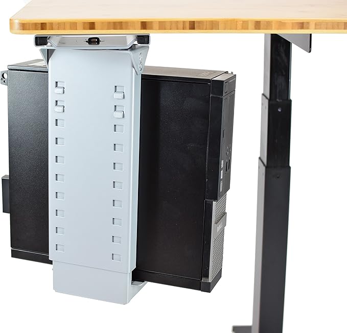 Uncaged Ergonomics CPU1 Adjustable Under Desk Computer Mount, 360??Swivel Steel CPU Holder PC Holder Under Desk Mount PC Tower Stand for Office