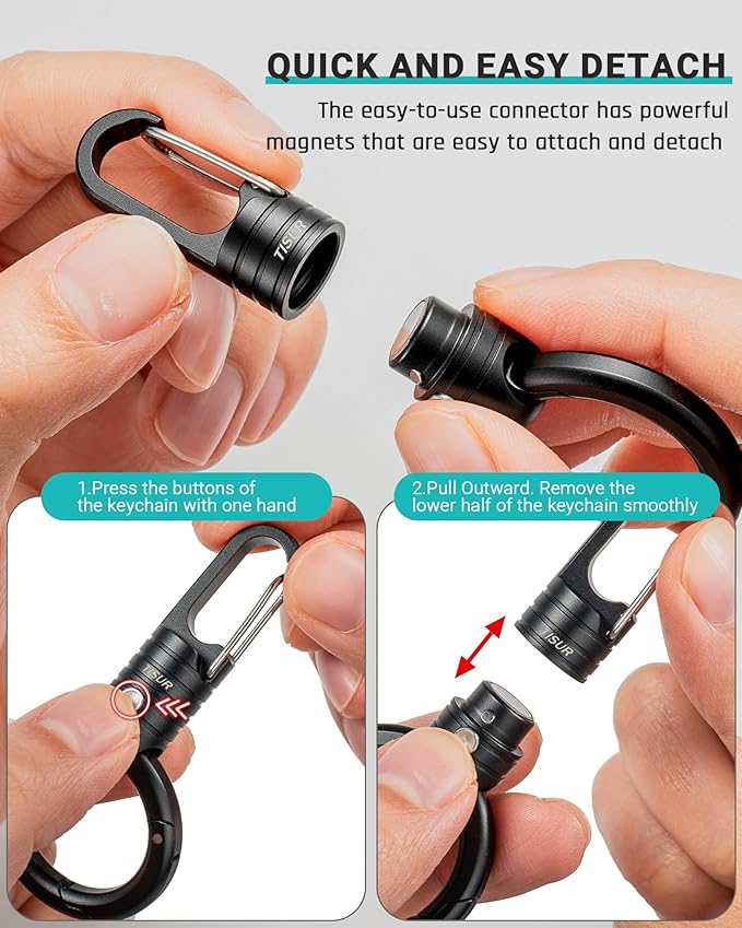 TISUR Magnetic Quick Release Keychain Clip, Small Carabiner Clip Holder,Detachable Key Chain hook with Snap Key Ring for Car