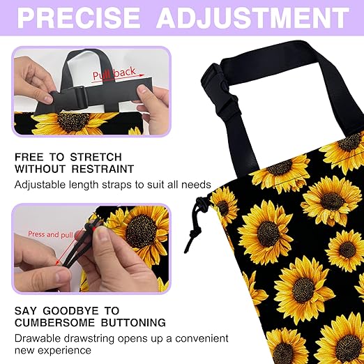 Car Trash Bag Hanging Sunflower Car Trash Can for Back Seat Waterproof Car Trash Bin with Adjustable Straps and Drawstring for Car Accessories Vehicle Travelling Camping