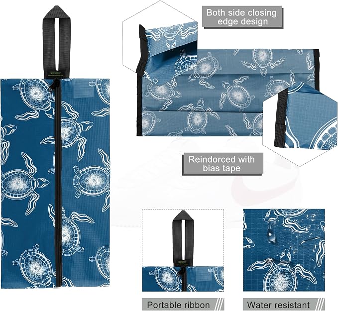 BeeGreen Shoe Bags 6 Pack Animal Design for Travel with Handle as Packing Organizers for Suitcase and Luggage | Portable Nylon Storage Accessories for Vacations, Essential Gifts for Women and Men