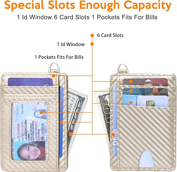 Badiya Credit Card Holder Slim Minimalist Wallet, Front Pocket Purse RFID Blocking Wallet Compact Card Case with ID Window for Women & Men