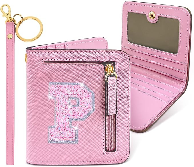 COSHAYSOO Mini Wallet with RFID Blocking Initial Monogrammed for Girls Birthday Easter Mothers Nurse Day Graduation New Year Gifts Letter P