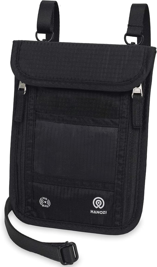Travel Neck Wallet – Travel pouch and RFID Blocking Passport Holder for Women and Men - Slim Travel Wallet to Keep Your Cash, Passport, Credit Cards Safe.