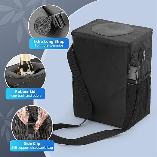 Ryhpez Car Trash Can with Clear Window, Multipurpose Car Organizer Storage for Baby Travel Essentials, Leakproof Car Garbage Bin with Removable Liner for Backseat Console (2.1Gallon/8L)