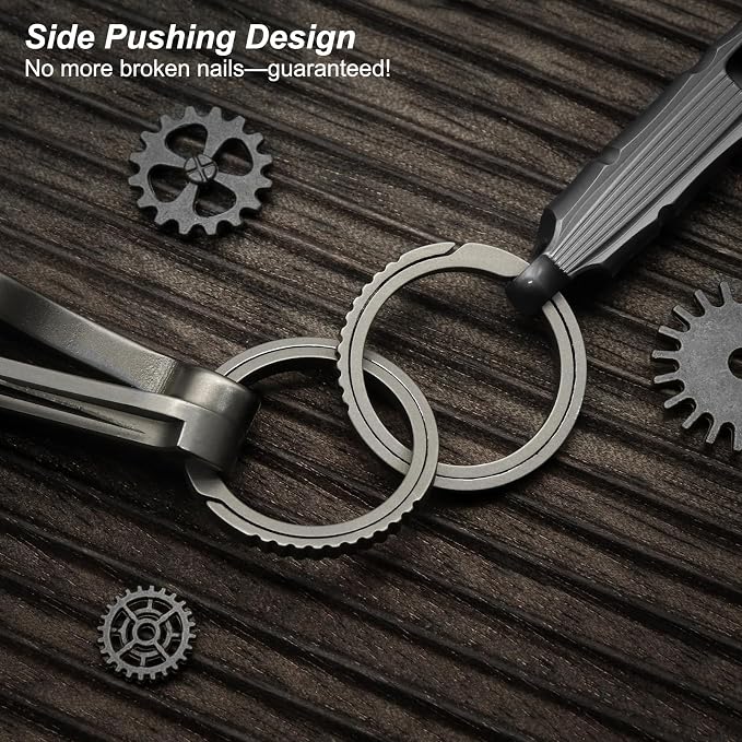 Titanium Key Rings Heavy Duty Side Push Split Key Chain Rings for Key Carabiner Quick Release Keychain