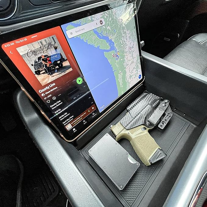 TACOBRO Center Console Organizer Compartment Cover Compatible with 2014-2018 Sierra/Silverado 1500 Accessories 2015-2019 Silverado/Sierra 2500 3500HD Insert Secret Pocket Lid Hidden Tray, Black