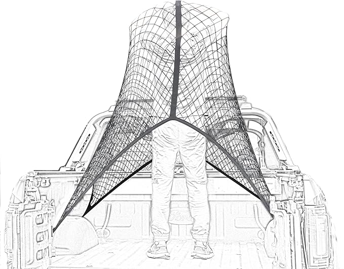 Highly Elastic Cargo Net, 4'x6' Stretches to 8'x12, Suitable for 6.5ft - 8.1ft Long Bed Trucks, Trailers (Lager Double Layer)
