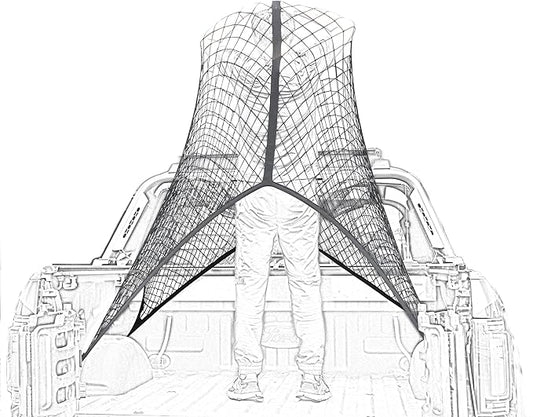 Highly Elastic Cargo Net, 4'x6' Stretches to 8'x12, Suitable for 6.5ft - 8.1ft Long Bed Trucks, Trailers (Lager Double Layer)