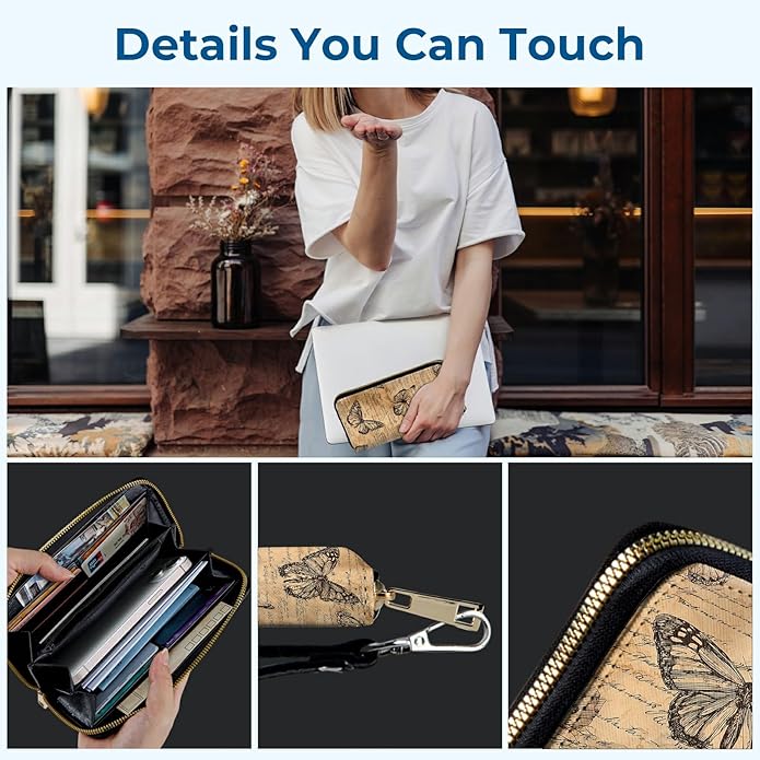 Wristlet Wallet for Women, RFID Blocking Phone Wallet, Large Capacity Zip Around Clutch, Fits iPhone 15 Pro Max, Travel Organizer Purse