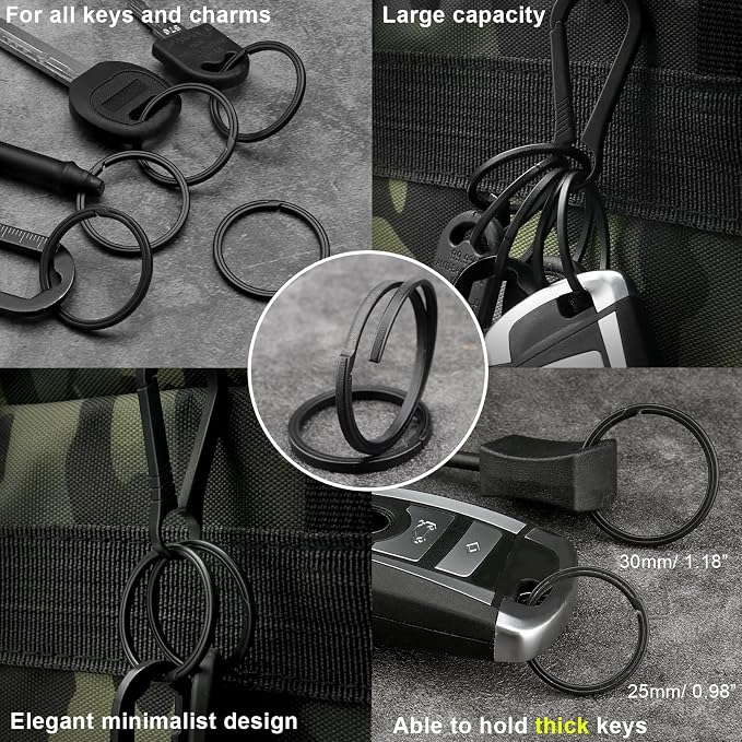 Titanium Key Rings Heavy Duty Side Push Split Key Chain Rings for Key Carabiner Quick Release Keychain