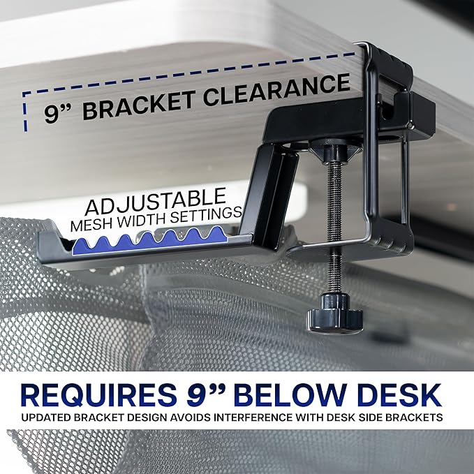VIVO No Drill Clamp-on 55 inch Mesh Net Under Desk Cable Management Wire Organizer, Adjustable Home Office Standing Desk Cord Storage Sleeve, Black, DESK-AC55MH