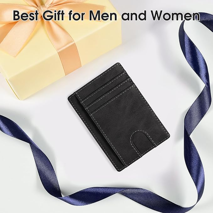 Slim Minimalist Wallet for Men,Front Pocket Wallet RFID Blocking Small Thin Credit Card Holder for Men Black