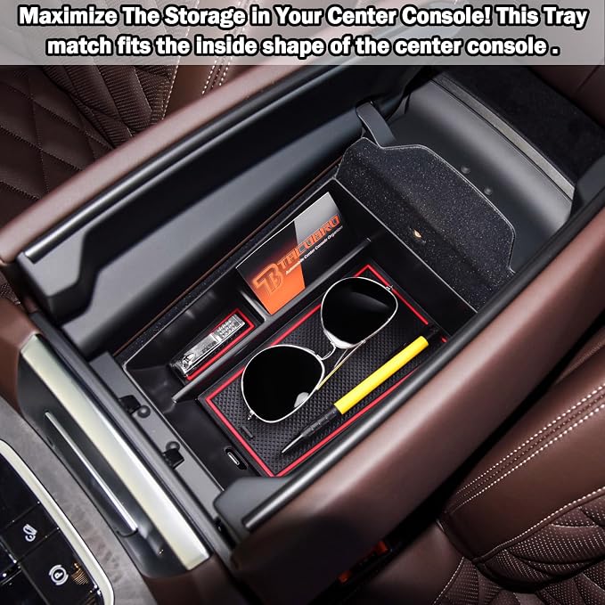 Center Console Organizer Tray Compatible with BMW X5 G05/ X6 G06/ X7 G07 Accessories, X5 G05/ X7 G07 2019-2024 2025 2026, X6 G06 2020-2024 2025 2026 Secondary Storage Armrest Glove Box, Black