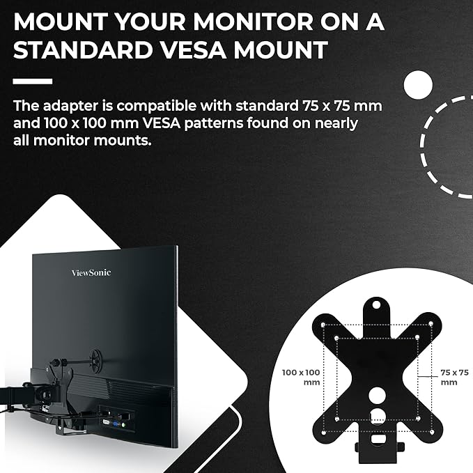 HumanCentric VESA Mount Adapter Compatible with Viewsonic Models VX2776-smhd, VX2476-smhd, VX2376-smhd, and VX2276-smhd, Does not Work with Monitor Models Ending in -2, 75x75 and 100x100 Patterns