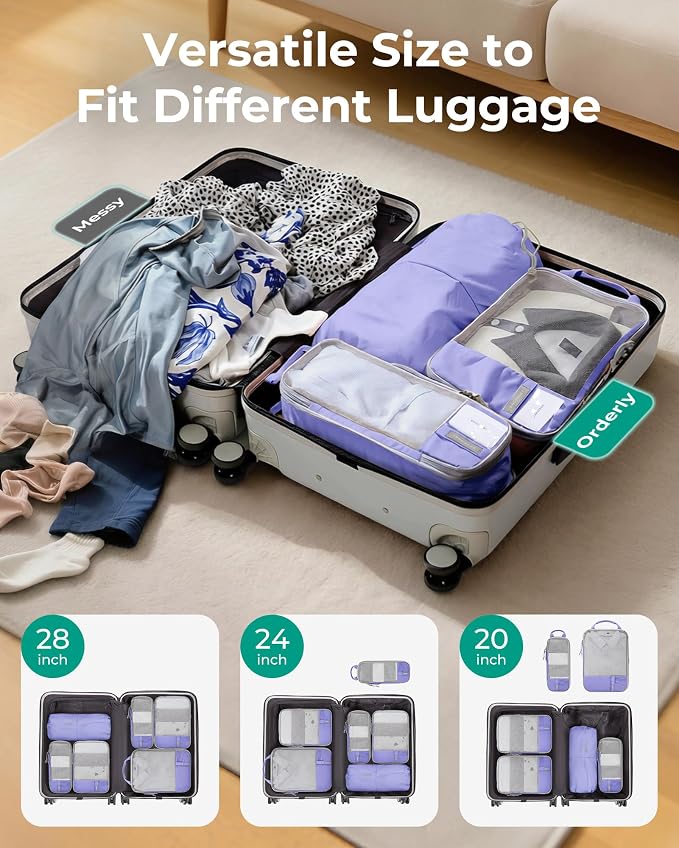 BAGSMART 6 Set /4 Set/2 Set Compression Packing Cubes for Travel, Lightweight Luggage Organizer Bags, Durable Space Saver Bags Travel Essentials