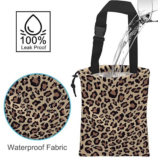 Car Trash Bag Hanging Brown Leopard Print Car Trash Can Waterproof Garbage Bag Hanging for Car Back Seat