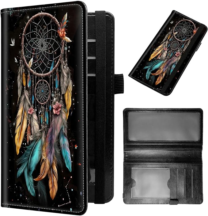 Checkbook Cover for Women & Men PU Leather Check Book Covers for Personal Check Book Credit Card Holder Holder Wallet with RFID Blocking for Duplicate Checks,Dream Catcher Flowers