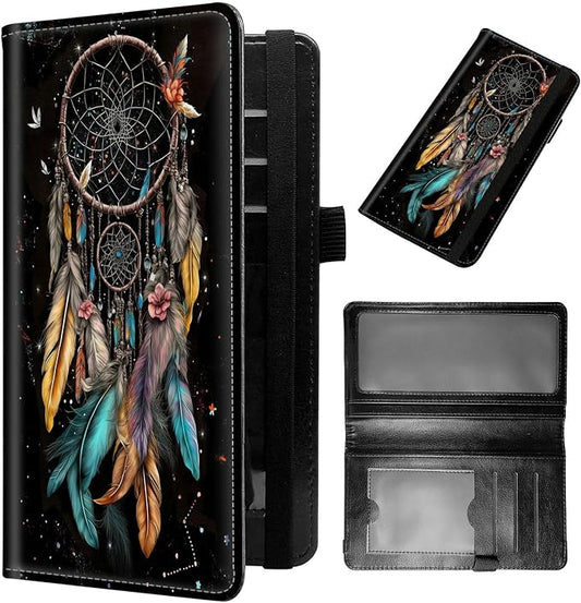 Checkbook Cover for Women & Men PU Leather Check Book Covers for Personal Check Book Credit Card Holder Holder Wallet with RFID Blocking for Duplicate Checks,Dream Catcher Flowers