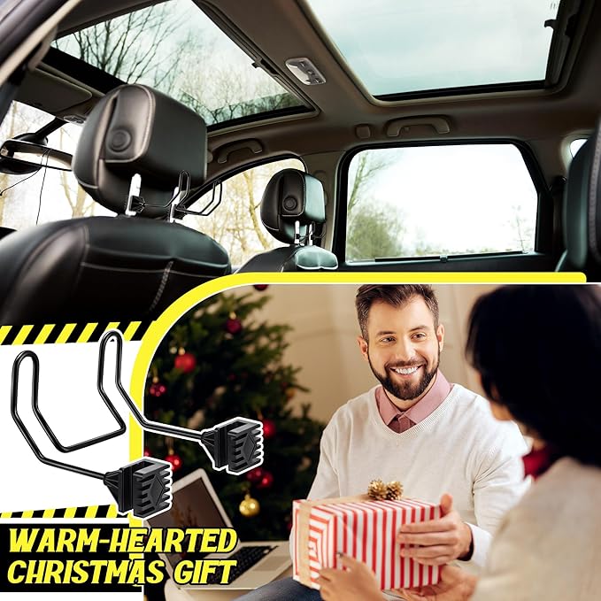 1 Pack Dual Hook Hard Hat Holder for Truck, Heavy-Duty Metal Hard Hat Buddy, Adjustable HardHats Hanger for Vehicle Headrest Essential Accessories