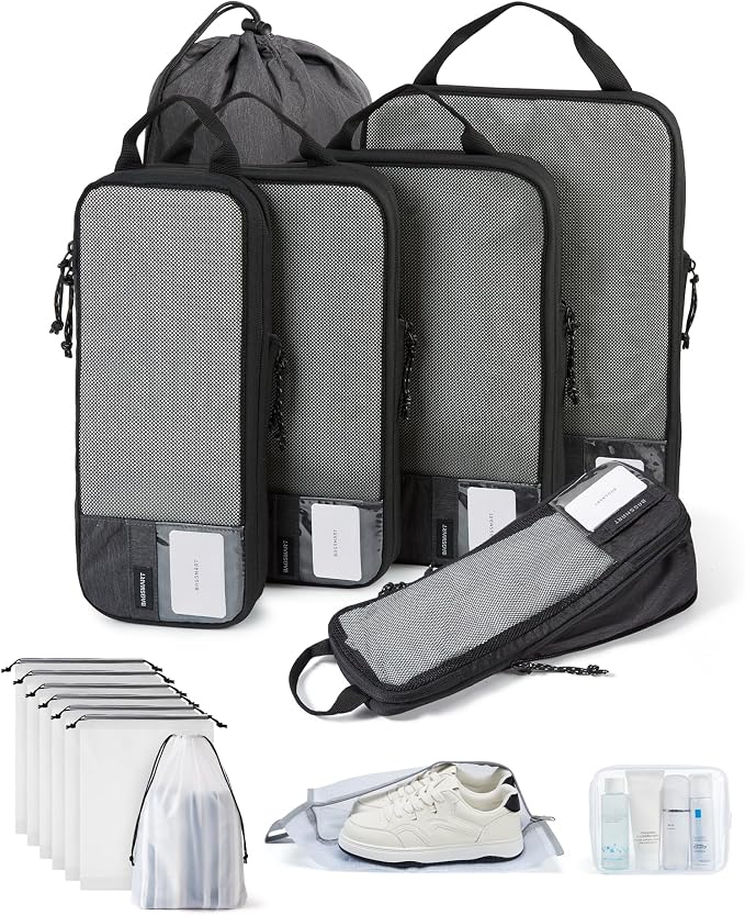 BAGSMART 6 Set /4 Set/2 Set Compression Packing Cubes for Travel, Lightweight Luggage Organizer Bags, Durable Space Saver Bags Travel Essentials