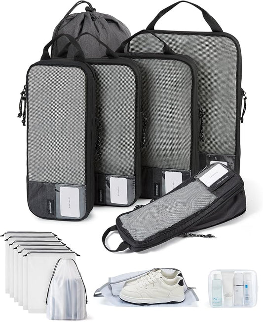 BAGSMART 6 Set /4 Set/2 Set Compression Packing Cubes for Travel, Lightweight Luggage Organizer Bags, Durable Space Saver Bags Travel Essentials