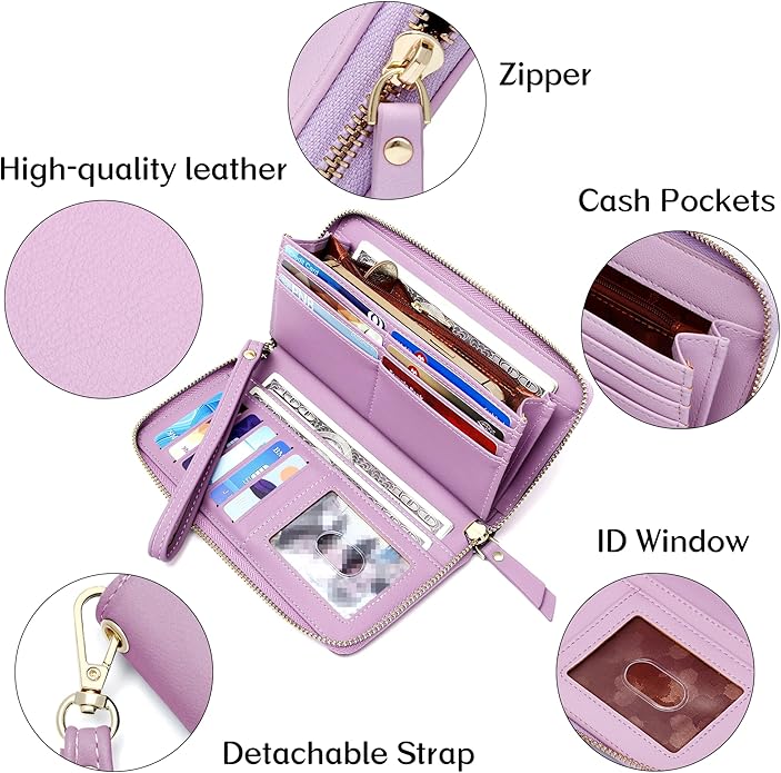 GEEAD Custom Design Wristlet Wallets for Women PU Leather RFID Blocking Wallet