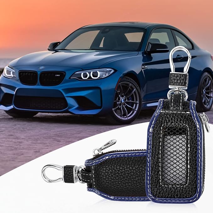 2 Pieces Leather Car Key Chain Case Holder Car Key Case Key Fob Protector Car Key Fob Cover Case (Violet)