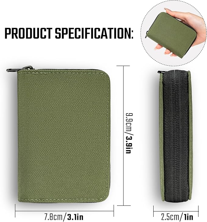TACTICAL_GEEK PC1 EDC Durable 11-Slot Nylon Card Holder for Credit Cards, Lightweight Zippered Minimalist Wallet for Men and Women, Ideal for Work Travel, with Coin Pouch, Ultra-light and Waterproof,