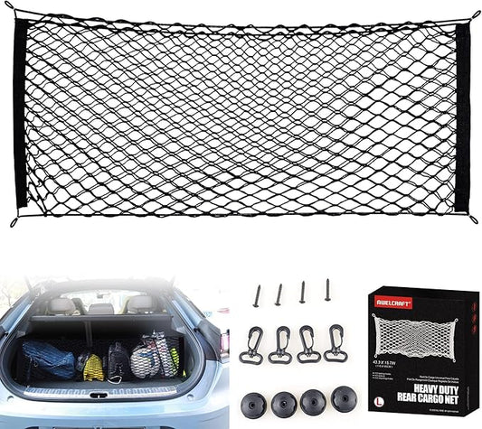 AWELCRAFT Car Rear Cargo Net, Adjustable Elastic Storage Organizer Net, Trunk Cargo Storage Net, Universal Fit for Car, Vehicle, SUV