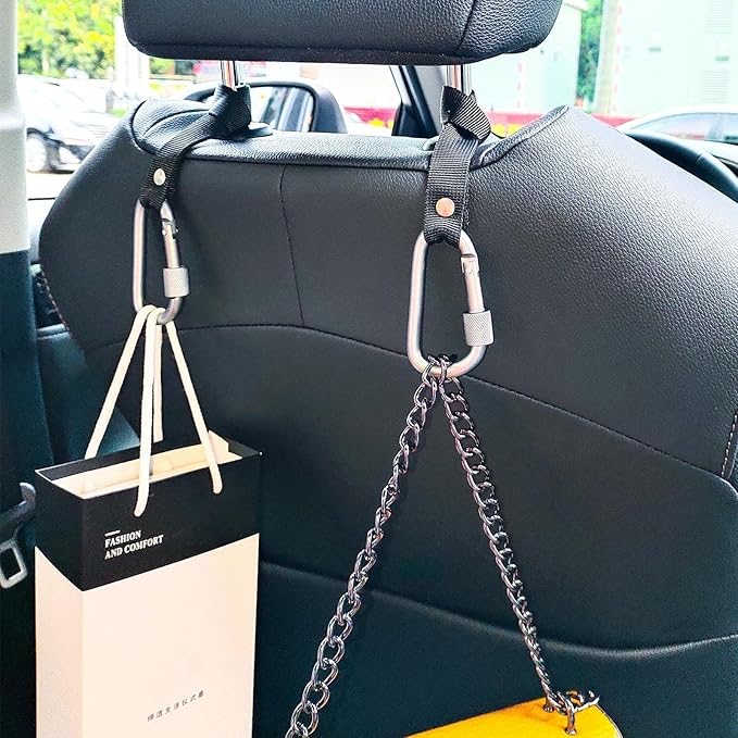 Headrest Hooks for Car - Backseat Hanger Hook for your Purse, Bags, Umbrellas, Clothes, Water Bottle, Keys Interior Car Seat Organizer, Multi-Purpose Hanging Organizers/Storage Hooks