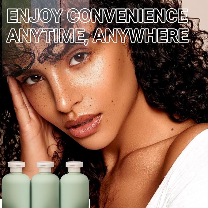 ASEVAT 10oz 4Pcs Green Plastic Refillable Travel Shampoo and Conditioner Bottles Plastic Refillable Travel Shampoo Bottles with Flip Cap Shampoo and Conditioner Dispenser