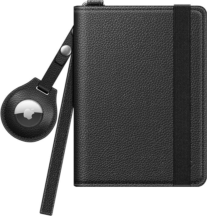 Fintie Passport Holder with Airtag Holder, Slim Travel Wallet RFID Blocking Passport Cover Protector Essentials with Credit Card Slots for Women/Men
