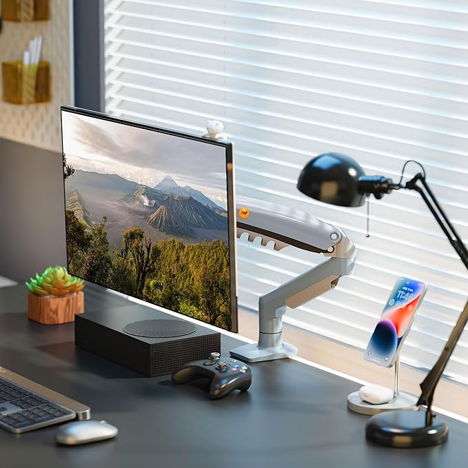 Monitor Mount,Fits 17-30" or Bigger Computer Monitors(Within 19.8lbs), Adjustable Stand with Tilt Rotation Swivel Function, Desk Mount F80 Series (Lake Blue)