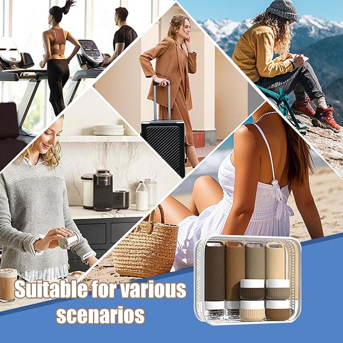 26 Pcs TSA Approved Travel Toiletry Bottles Set, Leakproof Silicone Refillable Travel Containers with Hanging Hole & Carabiner, Travel Essentials, for Shampoo Conditioner Lotion Body Wash