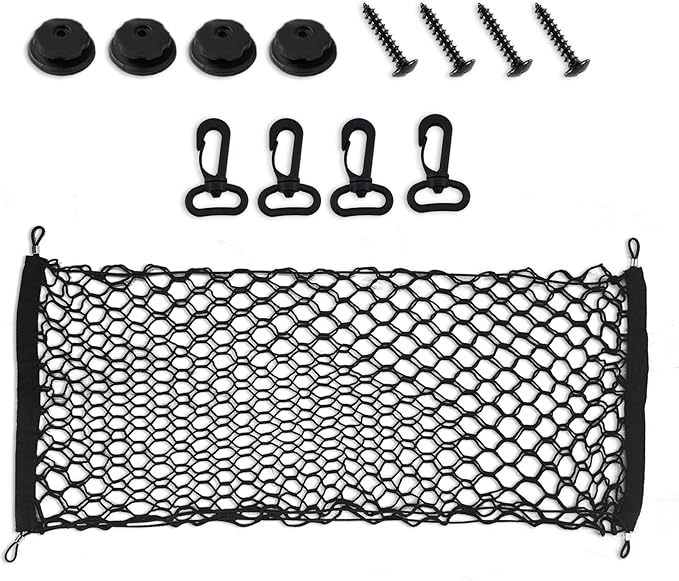 Cargo Net Stretchable, Trunk Net for SUV, Adjustable Elastic Trunk Storage Net with Hook, Universal Truck Bed Organizer Car Interior Accessories Fit for Most SUVs, Vehicles and Trucks