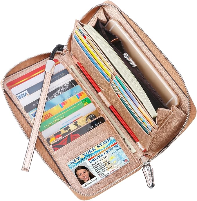 Lavemi Small Compact Women Wallet RFID Blocking Genuine Leather Bifold Purse with ID Windows