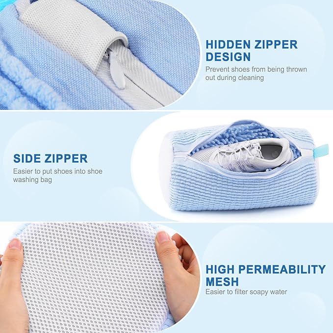 Aship Shoe Washing Machine Bag, Laundry Shoe Bag for Washer and Dryer - Reusable Shoe Cleaning Bag for Sneakers,Tennis Shoes, 360° Deep Cleaning With Self-locking Zipper for All Shoe Sizes - Blue,1PC