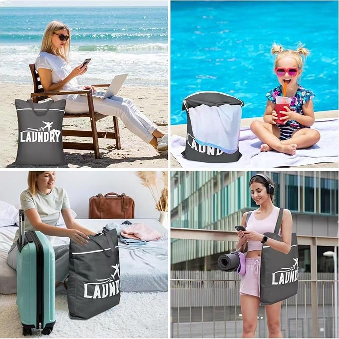 Travel Laundry Bag - Waterproof Wet Pouch, 1 Piece Foldable Clothes Organizer For Soiled Apparel, Portable Moisture Proof Sack With Zip Closure, Packing Gear, Mesh Divider For Dorm, Bath