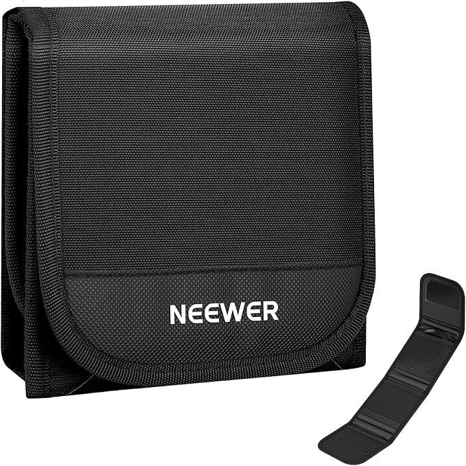 NEEWER 82mm Filter Case, Trifold Foldable Splash Resistant Protective Carry Pouch Storage Bag Accessories, Holds Up to Three 82mm Round Camera Lens Filters, PB15