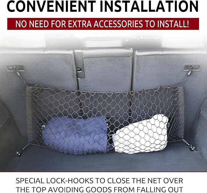 Envelope Style Automotive Elastic Trunk Cargo Net for Audi Q5 SQ5 Q5 Hybrid 2009-2024 - Premium Trunk Organizer and Storage - Luggage Net for Crossover - Car Organizer for Audi Q 5 SQ 5 Q 5