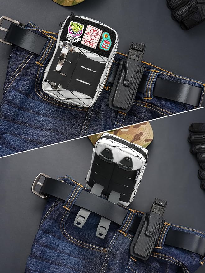 TACTICAL GEEK Block E2.0 EDC Compact Waist Pocket Pouch, Multi-Purpose Molle EDC Pouch Gadget Organizer, Multi-Purpose Molle Tool Pouch for Multitools, Nylon Daily Utility Tool Organizer Bag White