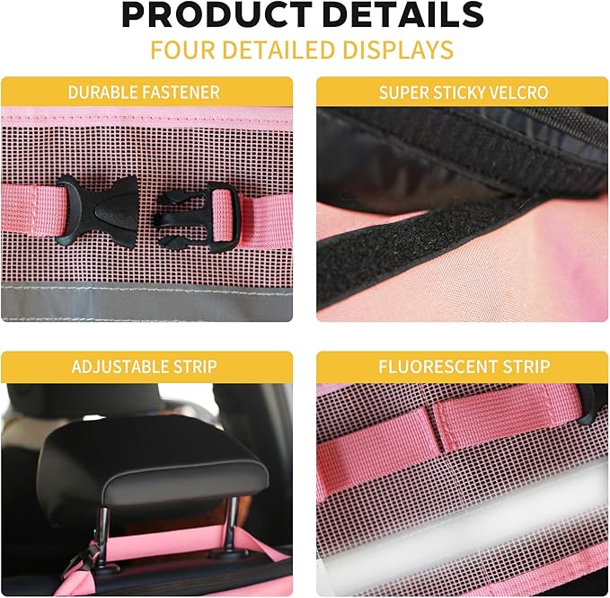 SugarFox Backseat Hanging Trunk Organizer for SUVs, Cars, Trucks & MPVs | Multi-Pocket Storage with Anti-Slip Straps | Space-Saving Auto Accessory | Gift for Men & Women | Pink, 37.8" x 18.1" - K230