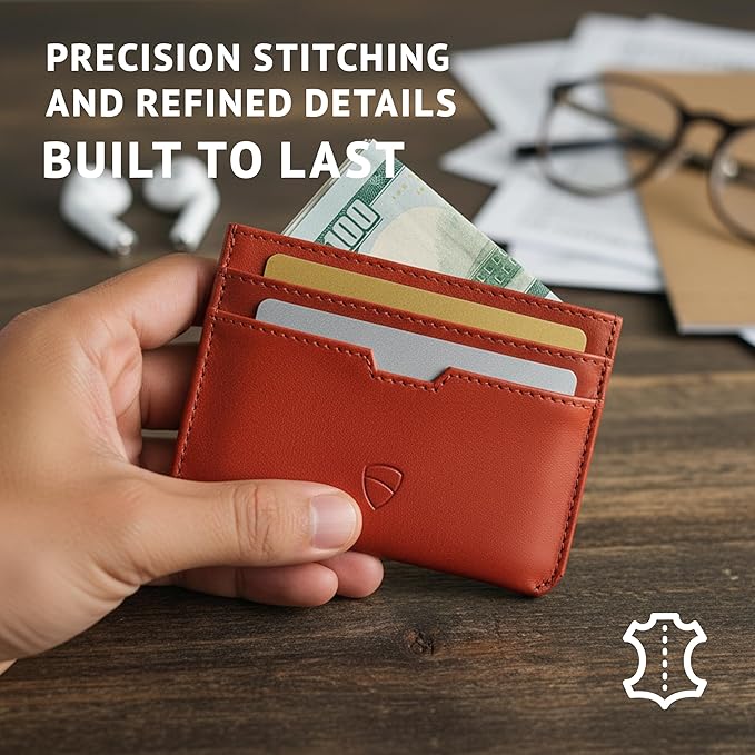 Vaultskin MOORGATE Slim Card Holder – Minimalist Leather Wallet with RFID Blocking, Front Pocket Credit Card Case for Men & Women