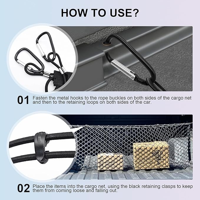 Envelope Style Truck Cargo Net Compatible with Toyota Tacoma 2005-2024, Highly Elastic Truck Bed Net for Tacoma Accessories, Upgraded Storage Bag & 4.5mm Bungee