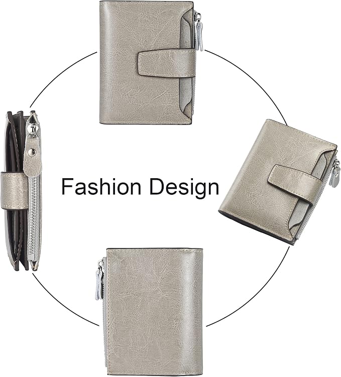 Lavemi Small Compact Women Wallet RFID Blocking Genuine Leather Bifold Purse with ID Windows