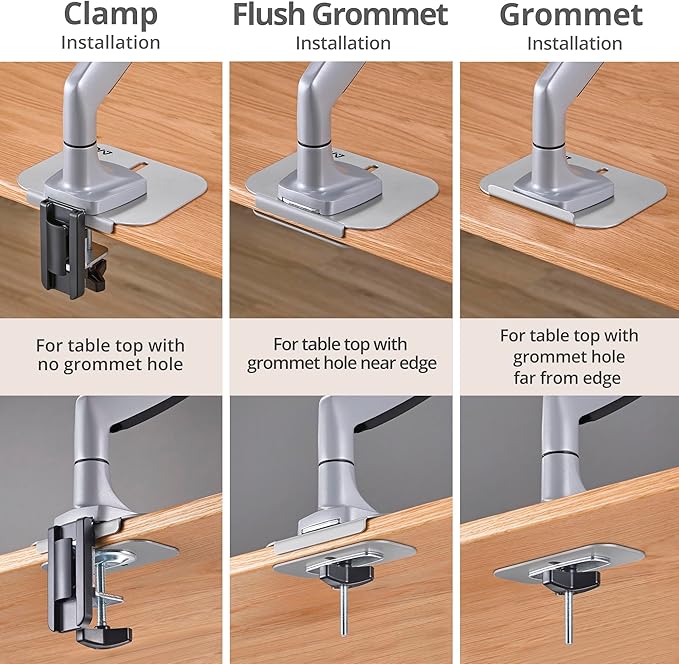 AVLT Adjustable Reinforcement Plate Bracket Mount for Fragile Tabletop - Supports Monitor Stand/Arm with C Clamp Or Grommet Installation - Gray