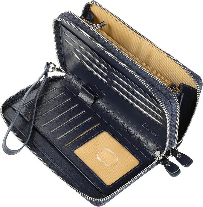 Lavemi Small Compact Women Wallet RFID Blocking Genuine Leather Bifold Purse with ID Windows